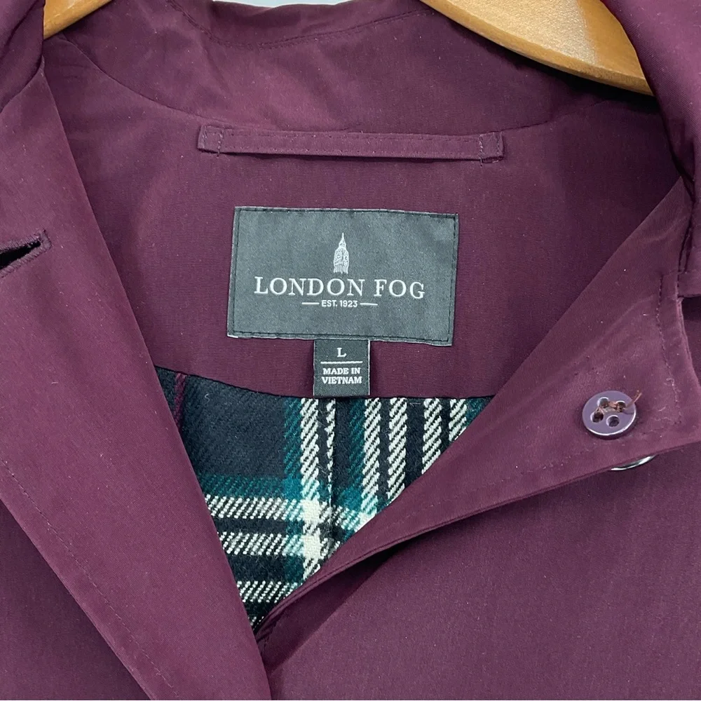 London Fog Womens Hooded Topper Jacket Size Large Burgundy - Picture 5 of 10
